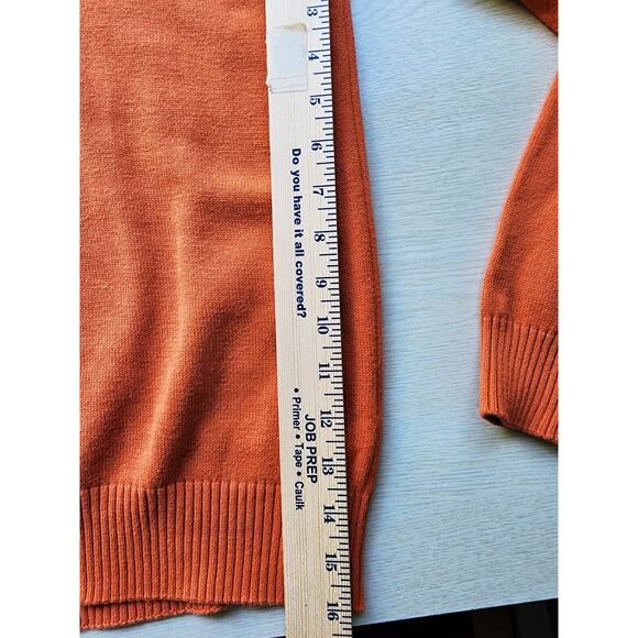 SWEATER-ORVIS-Pumpkin Orange-Long Sleeve-V-Neck-Cotton-Size MED - Picture 12 of 16